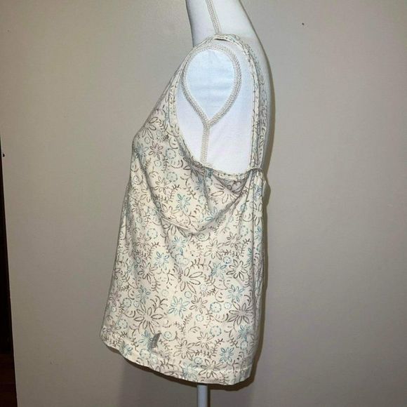 Woolrich Womens Cream Floral Tank Top Size Large V Neck Sleeveless Lounge - Picture 3 of 11